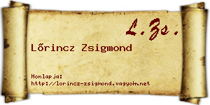 Lőrincz Zsigmond névjegykártya